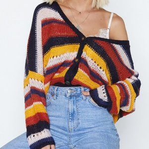 NASTY GAL GOSH YARN IT STRIPED CARDIGAN - Rust